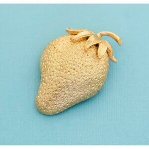 Vintage Gold Strawberry Brooch by Monet E26